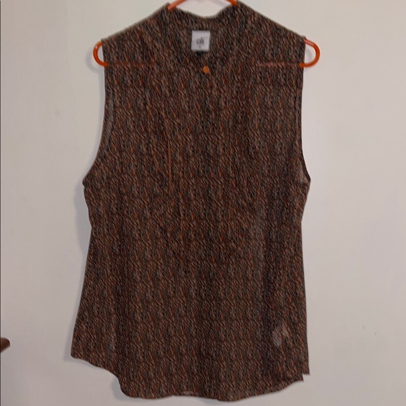 CAbi Tops - CAbi Sleeveless Multicolor Textured Shell - Black, Brown, Orange